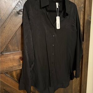 Glam Black Button Down Shirt